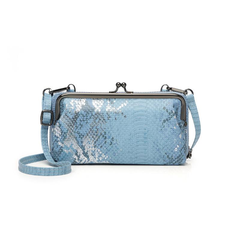 Vintage Large Capacity Kiss-Lock Crossbody Phone Bag, Shining Wallet/Cluth