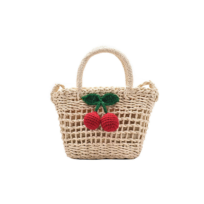 Cherry Decor Beach Straw Bag