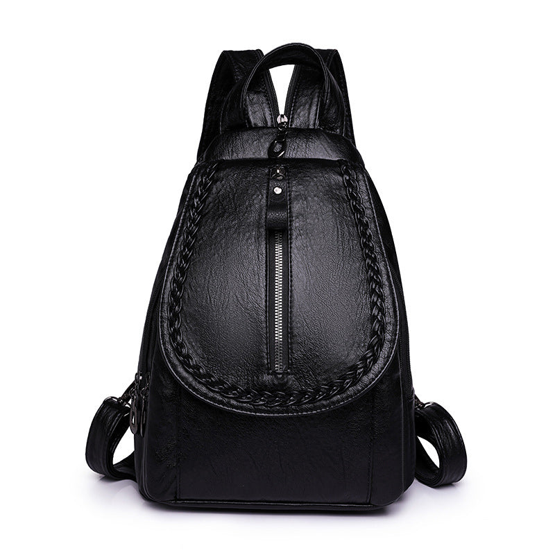 Twist Clamshell Leather Backpack