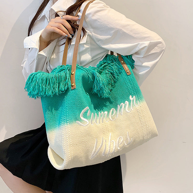 Gradient Color Style Tassel Tote For Women