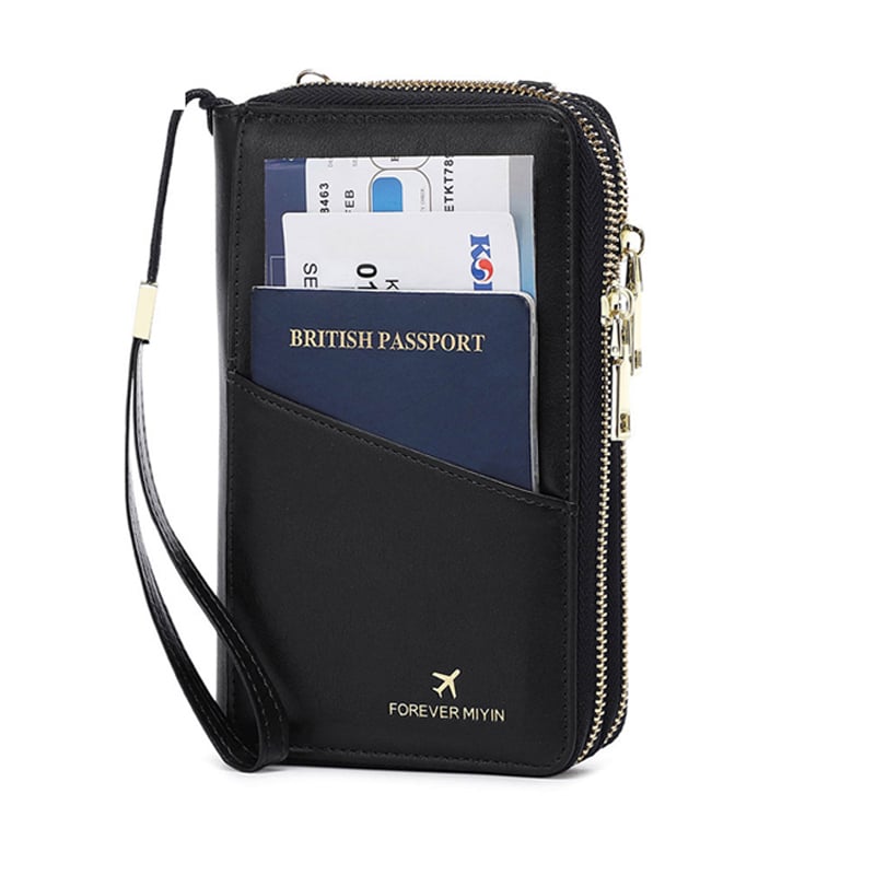 RFID-Blocking Crossbody Strap Passport Holder