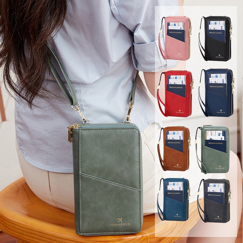 RFID-Blocking Crossbody Strap Passport Holder