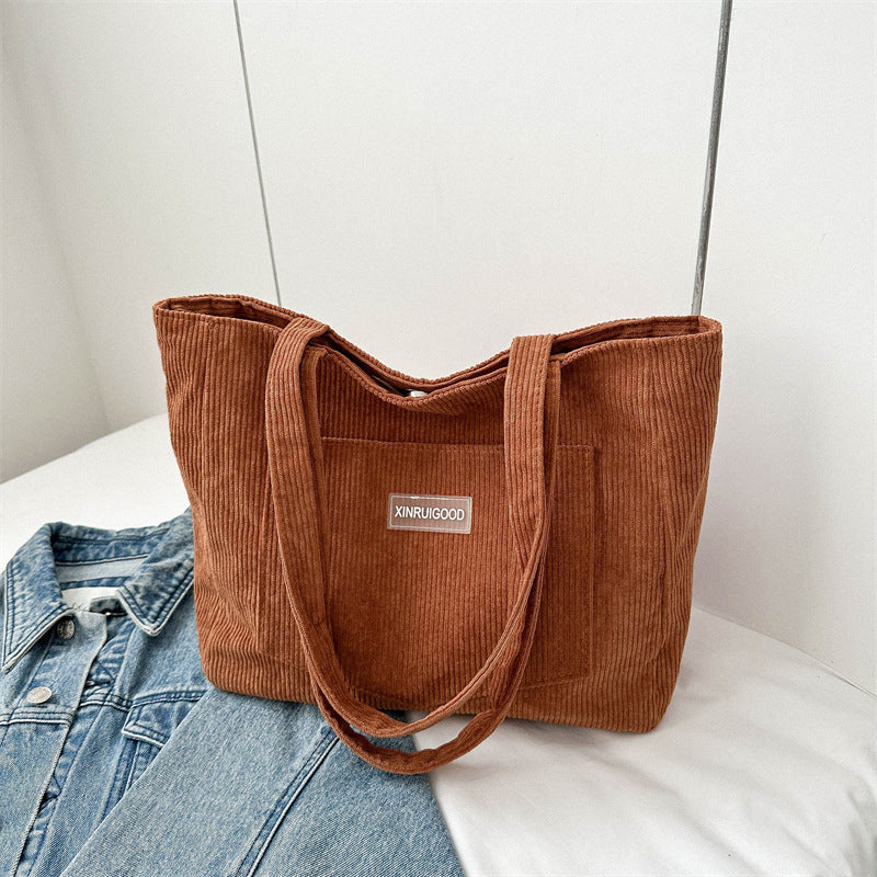 Corduroy Large Capacity Tote Bag