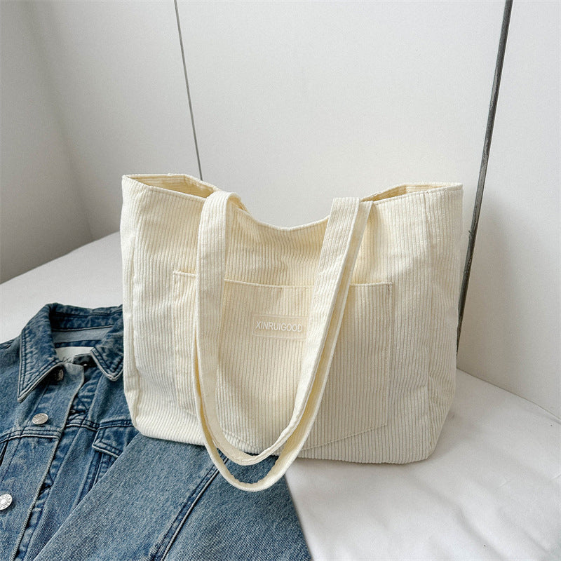 Corduroy Large Capacity Tote Bag