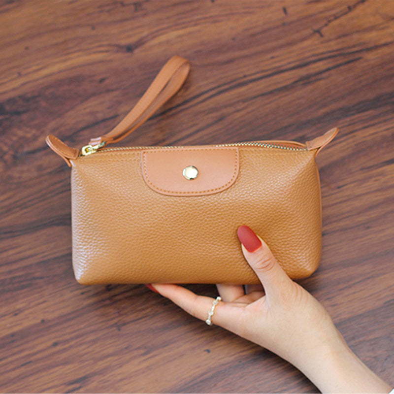 Handheld Leather Clutch Lightweight Large Space Wrist Zipper Wallet