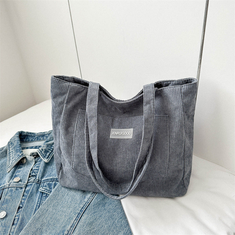 Corduroy Large Capacity Tote Bag