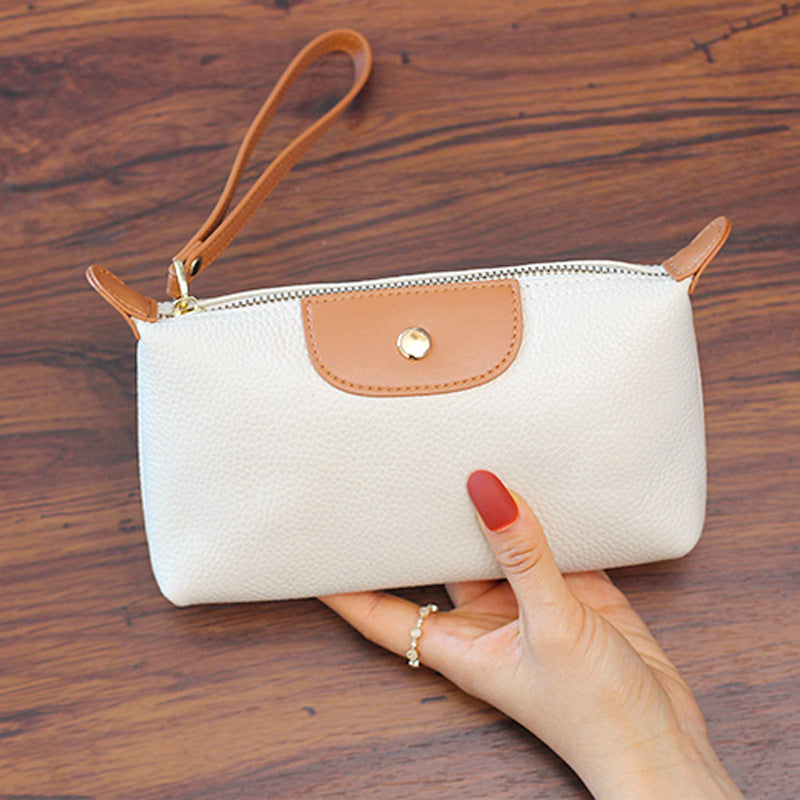 Handheld Leather Clutch Lightweight Large Space Wrist Zipper Wallet