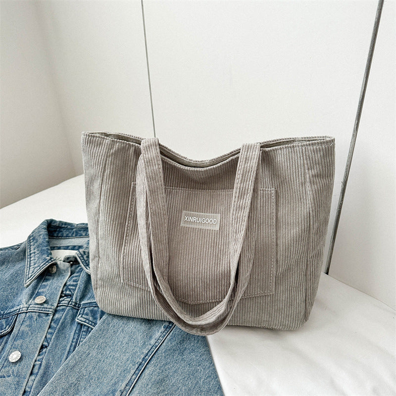 Corduroy Large Capacity Tote Bag