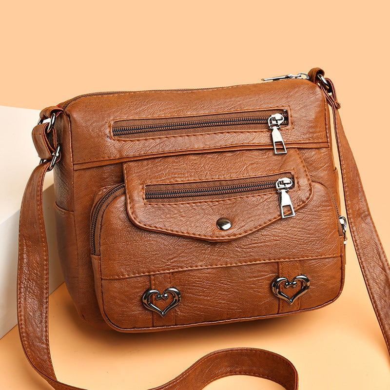 Women's Multi-Pocket Soft Leather Crossbody Bag