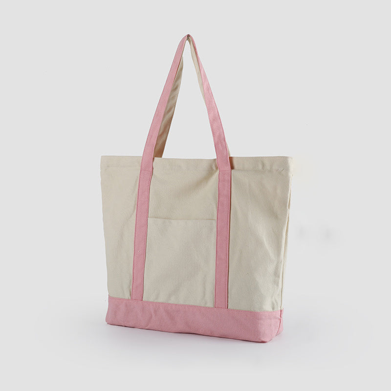 Stylish Canvas Tote Bag with an External Pocket