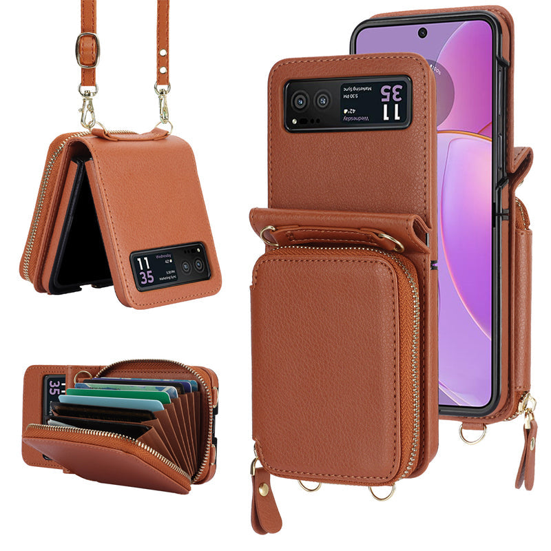 Leather Zipper Card Holder for Samsung Galaxy Z Flip3/4/5
