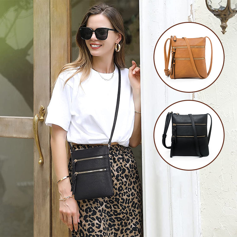Multifunction Triple Zip Crossbody Bag