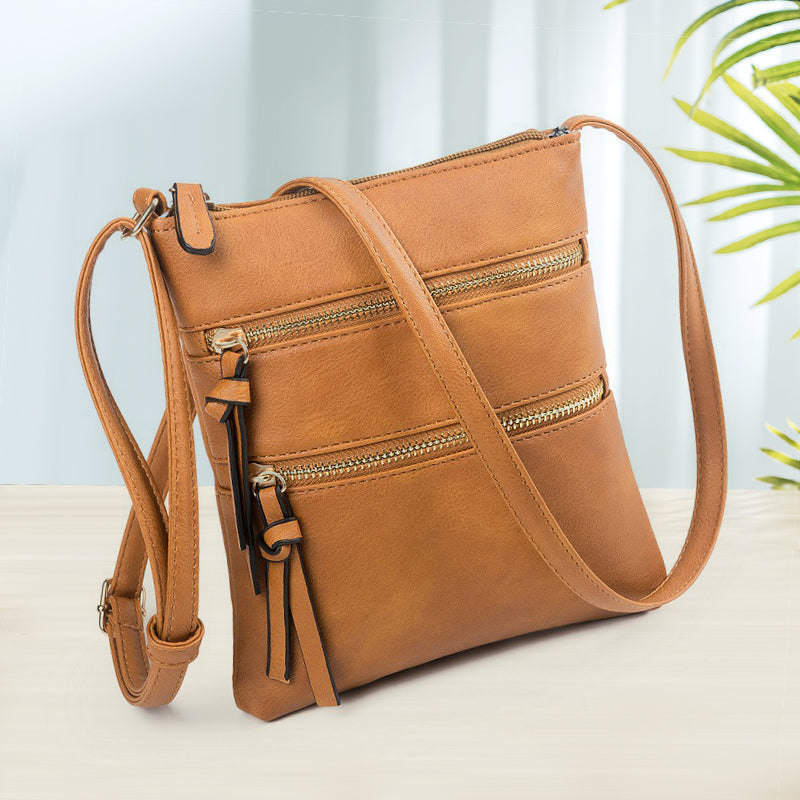 Multifunction Triple Zip Crossbody Bag