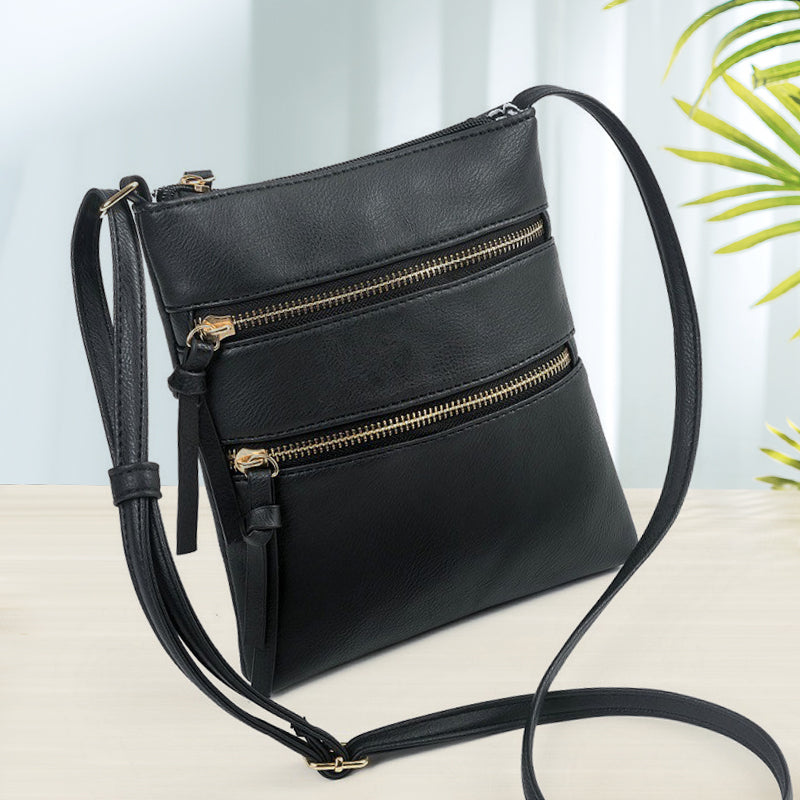 Multifunction Triple Zip Crossbody Bag