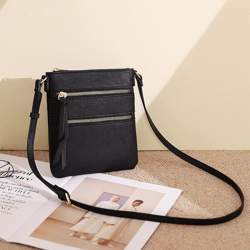 Multifunction Triple Zip Crossbody Bag