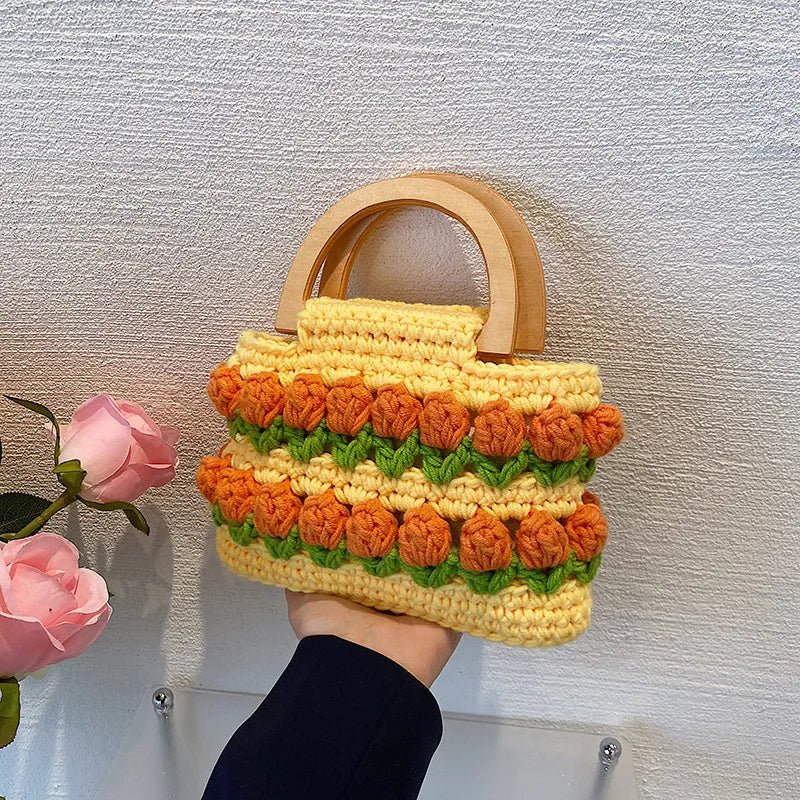 High Quality Woven Crochet Bucket Bag