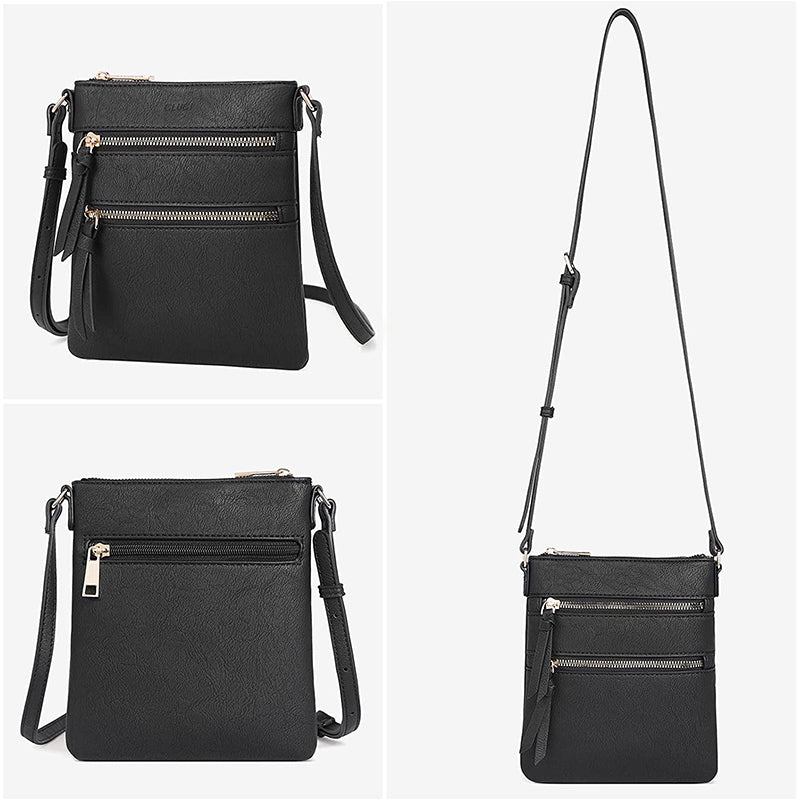 Multifunction Triple Zip Crossbody Bag