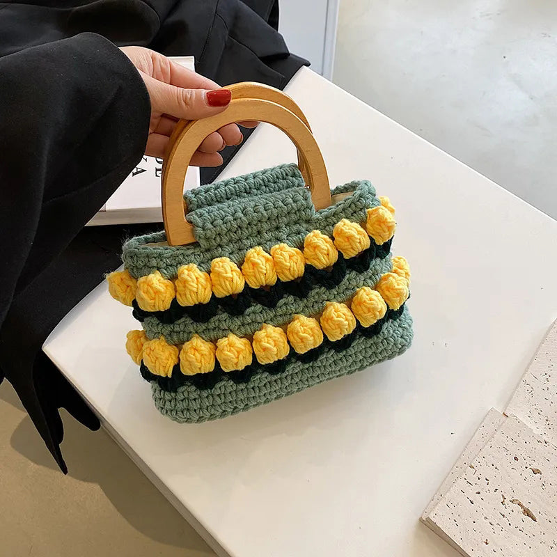 High Quality Woven Crochet Bucket Bag