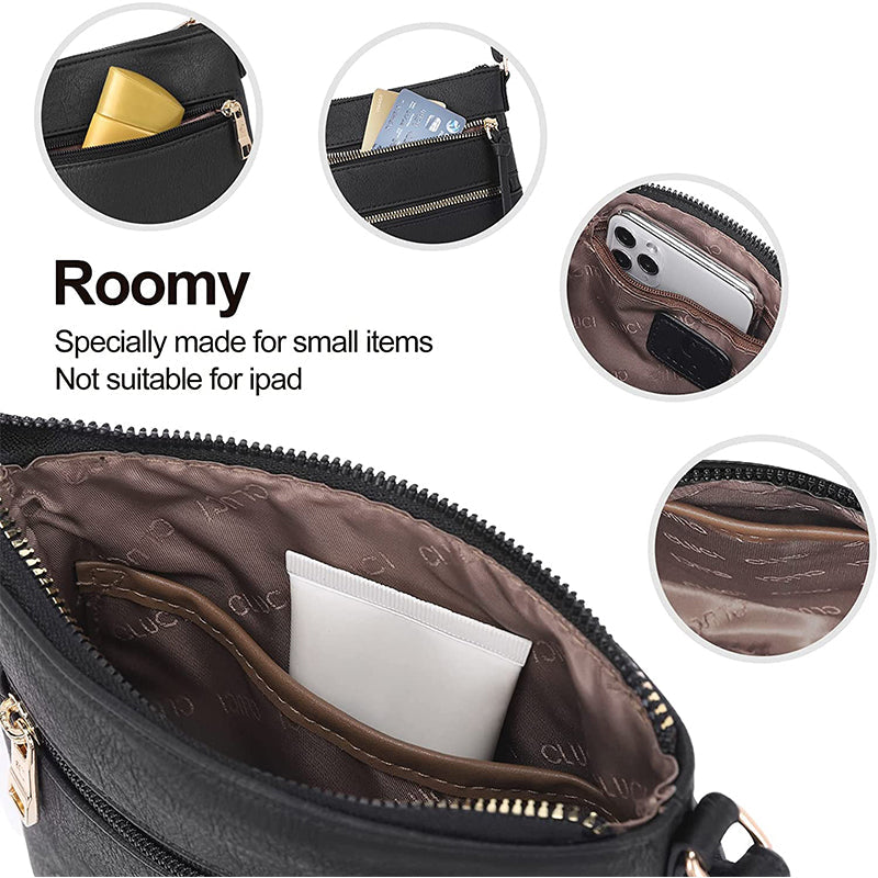 Multifunction Triple Zip Crossbody Bag