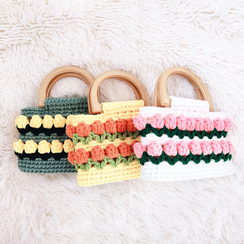 High Quality Woven Crochet Bucket Bag