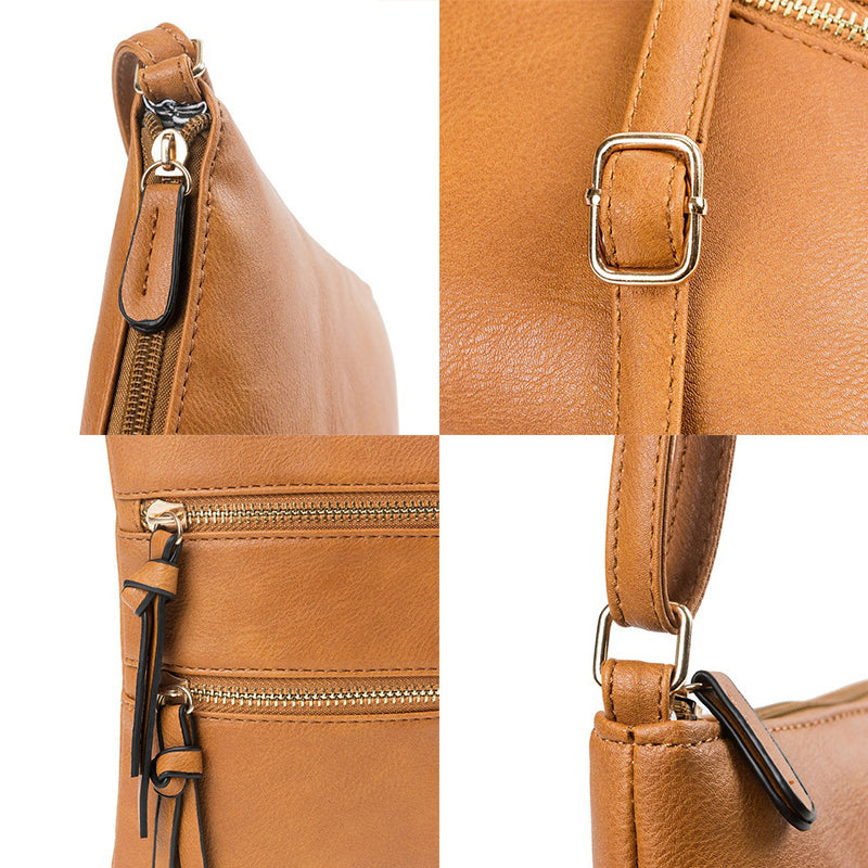 Multifunction Triple Zip Crossbody Bag