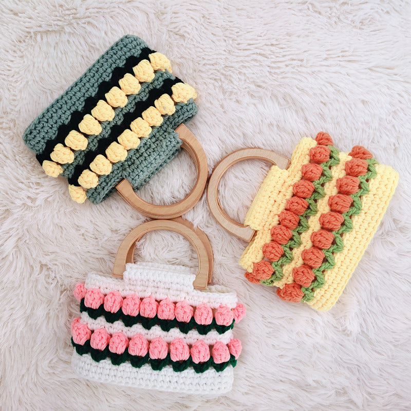 High Quality Woven Crochet Bucket Bag