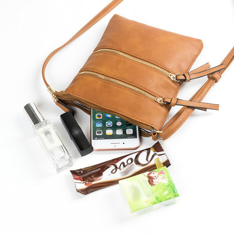 Multifunction Triple Zip Crossbody Bag