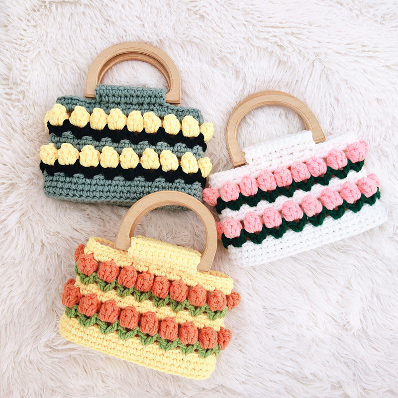 High Quality Woven Crochet Bucket Bag