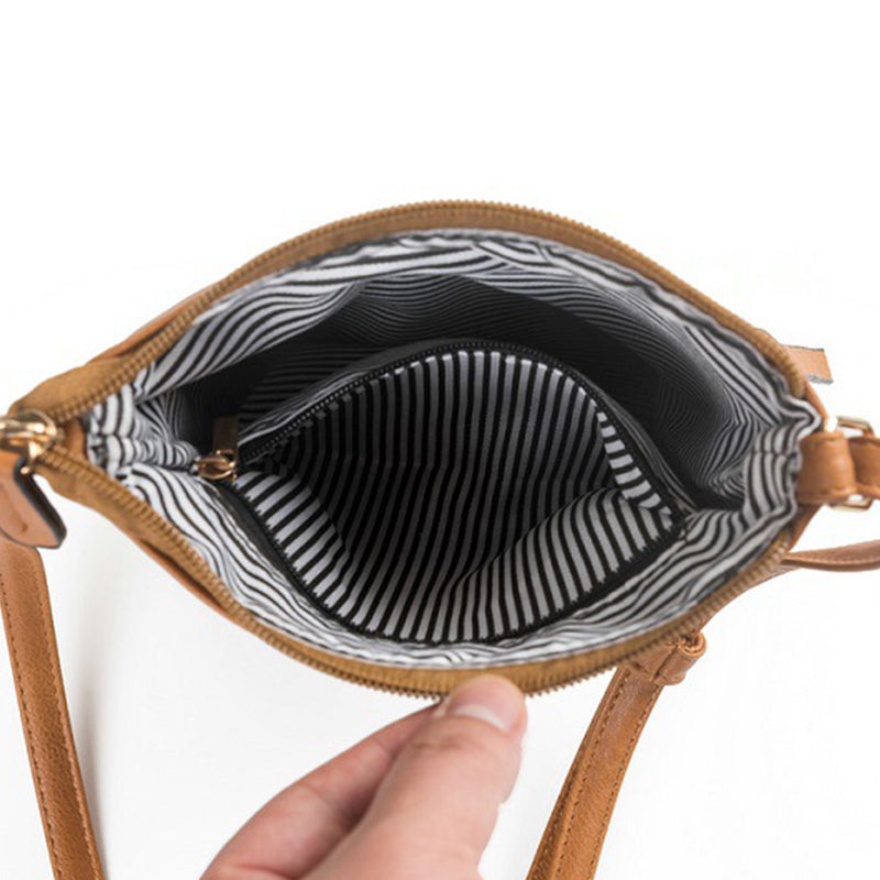 Multifunction Triple Zip Crossbody Bag