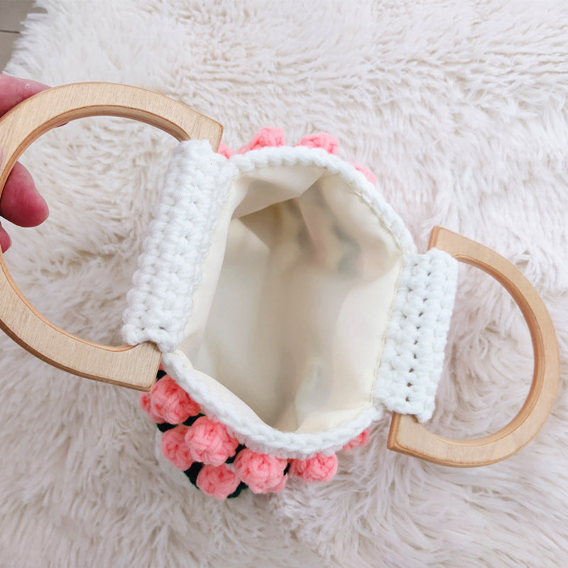 High Quality Woven Crochet Bucket Bag