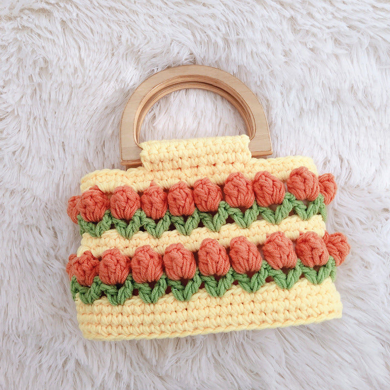 High Quality Woven Crochet Bucket Bag
