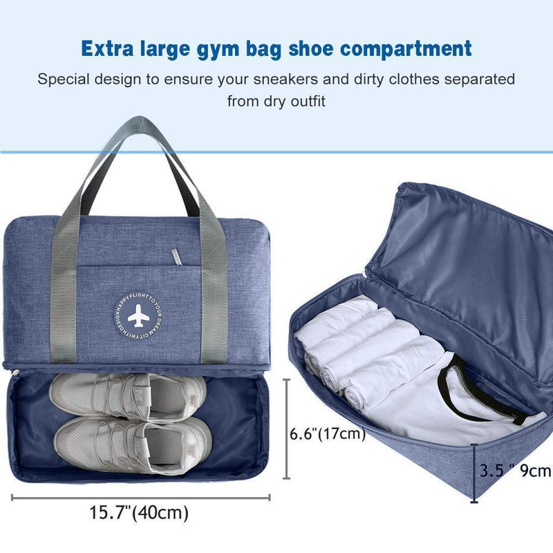 Waterproof Dry And Wet Separation Duffel Bag, Large Capacity Double Layer Gym/Weekender Bag