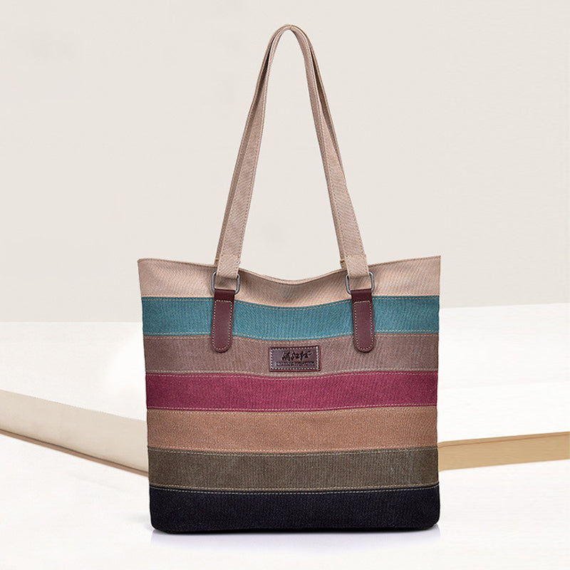 Contrast Stripe Tote Bag