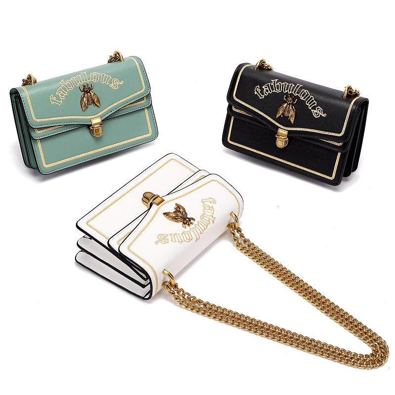 Women Embroidered bee small square shoulder bag