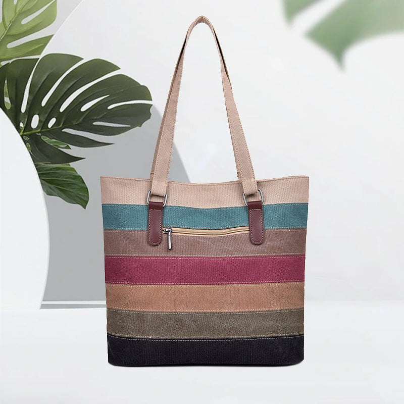 Contrast Stripe Tote Bag
