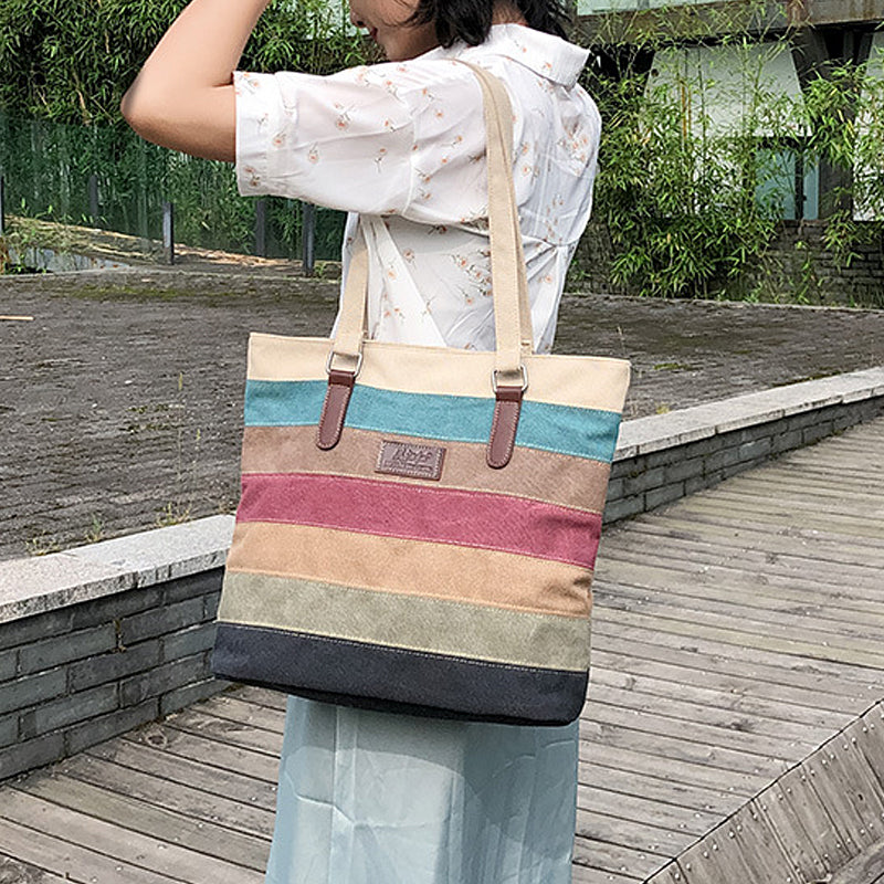 Contrast Stripe Tote Bag