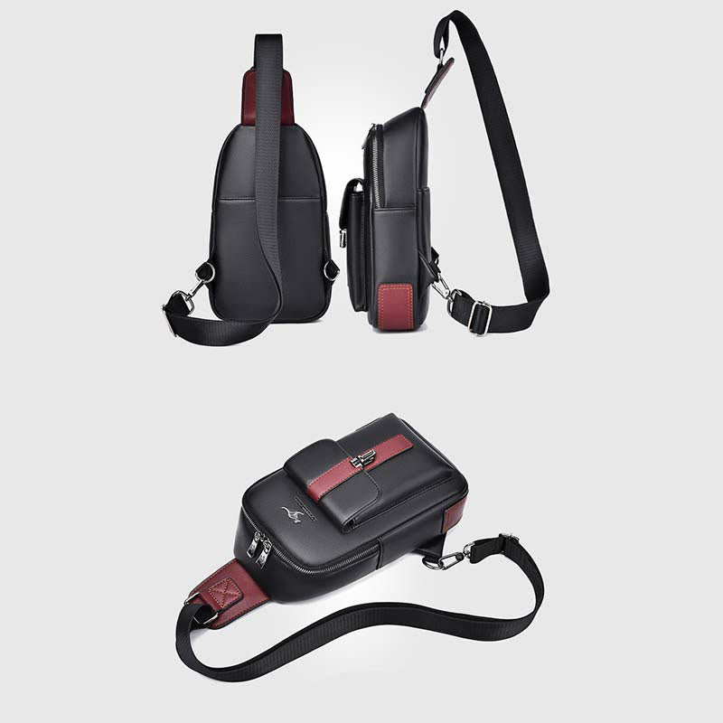 Sling Bag for Men Vintage Waterproof Leather Business Crossbody Bag