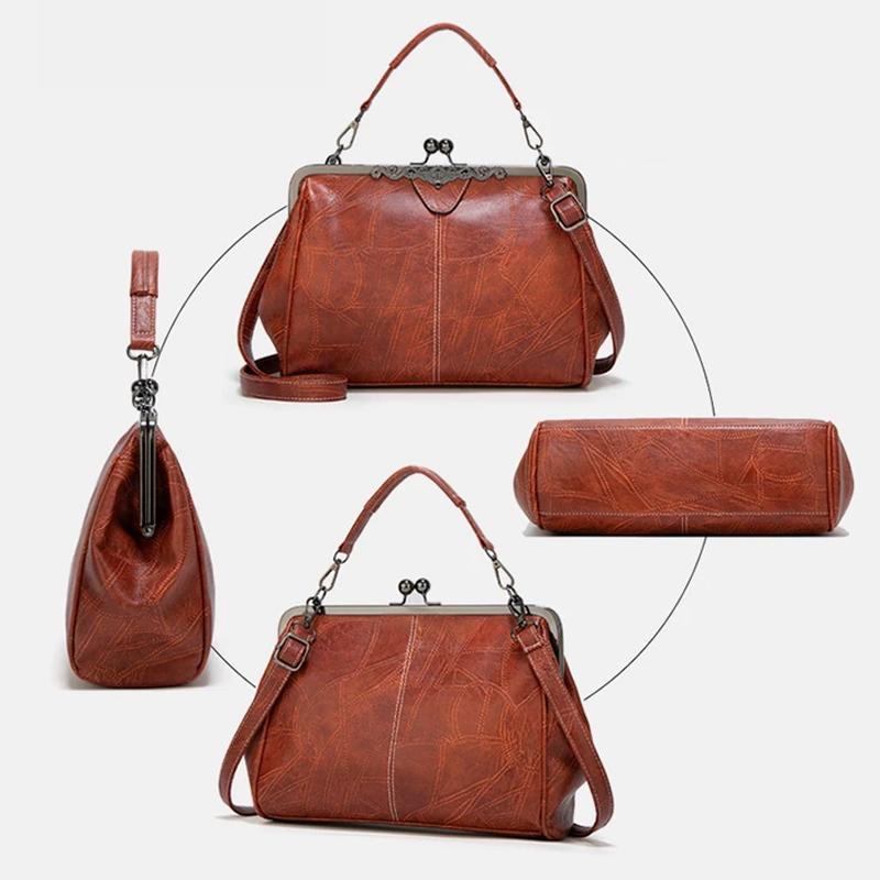 Large Capacity Retro Oil Wax Shoulder Bag