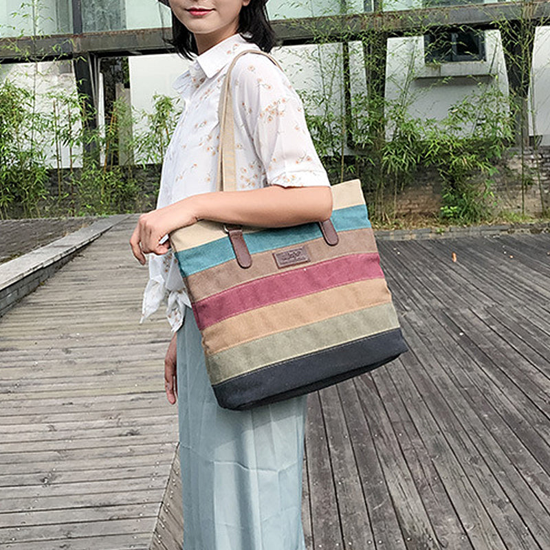 Contrast Stripe Tote Bag