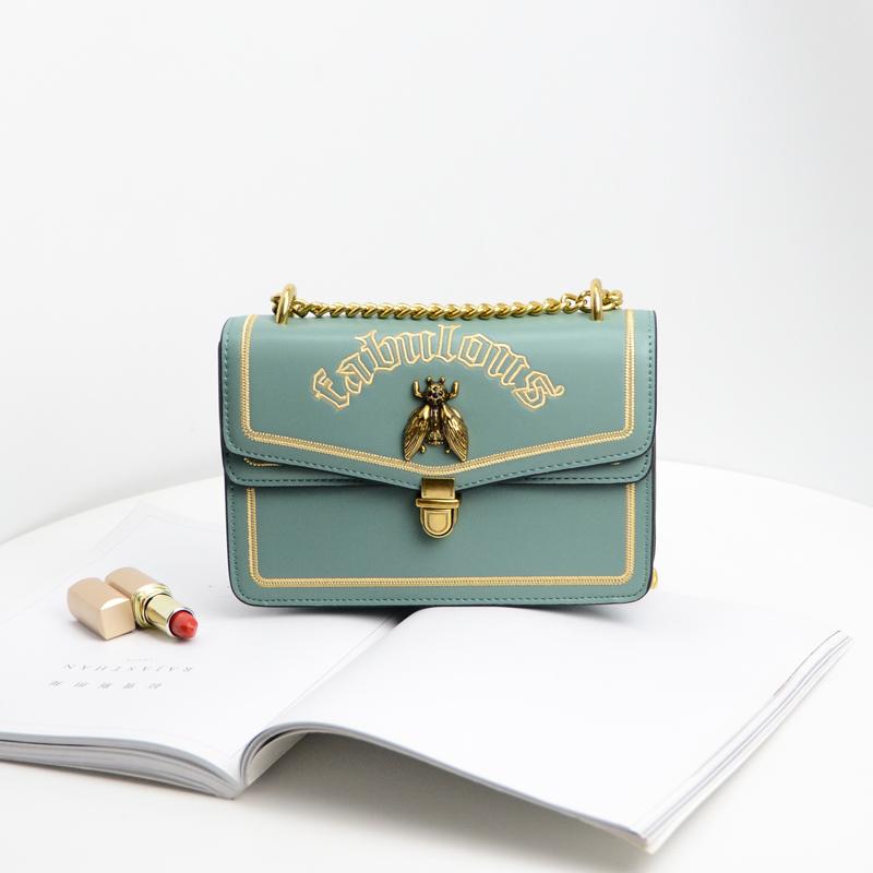Women Embroidered bee small square shoulder bag