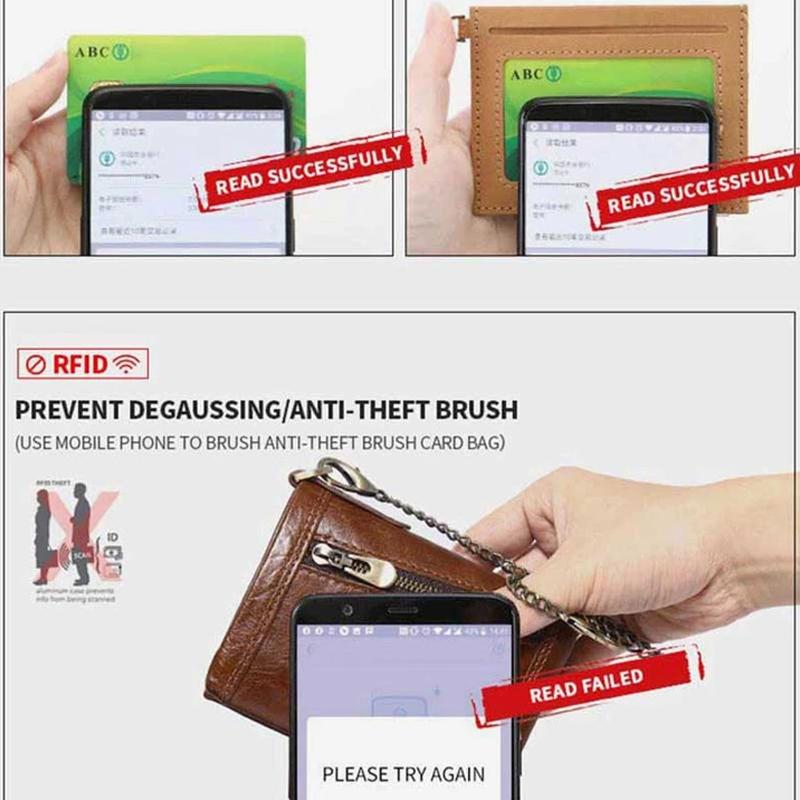RFID Anti-theft Classic Wallet With Chain