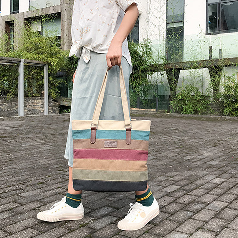 Contrast Stripe Tote Bag