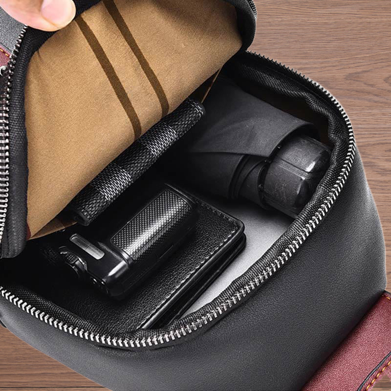 Sling Bag for Men Vintage Waterproof Leather Business Crossbody Bag
