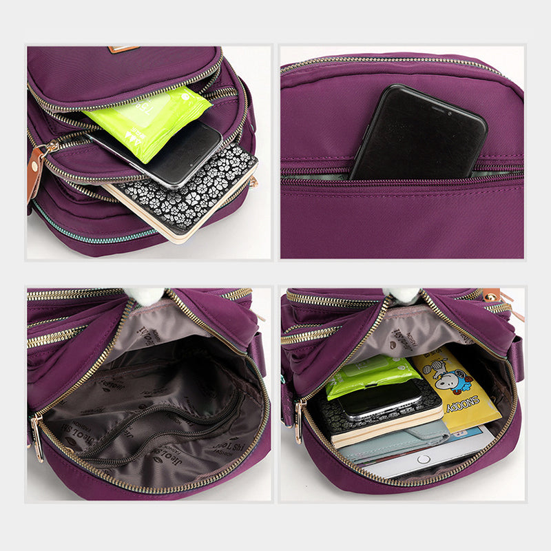 Women's Multi Pocket Nylon Shoulder Bag