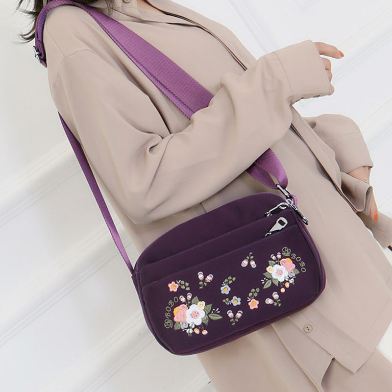 Women's Embroidered Flower Crossbody Bag
