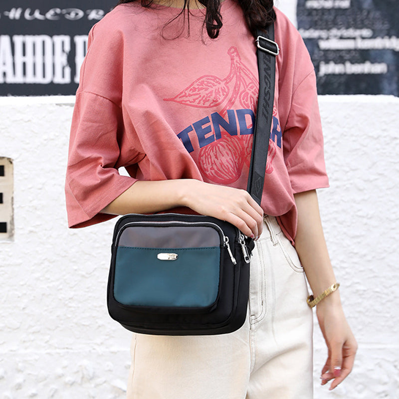 Women's Contrast Nylon Messenger Bag