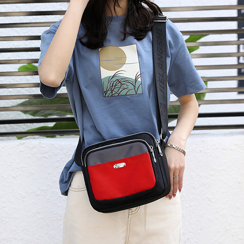 Women's Contrast Nylon Messenger Bag