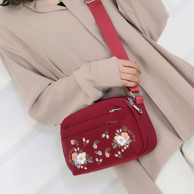 Women's Embroidered Flower Crossbody Bag
