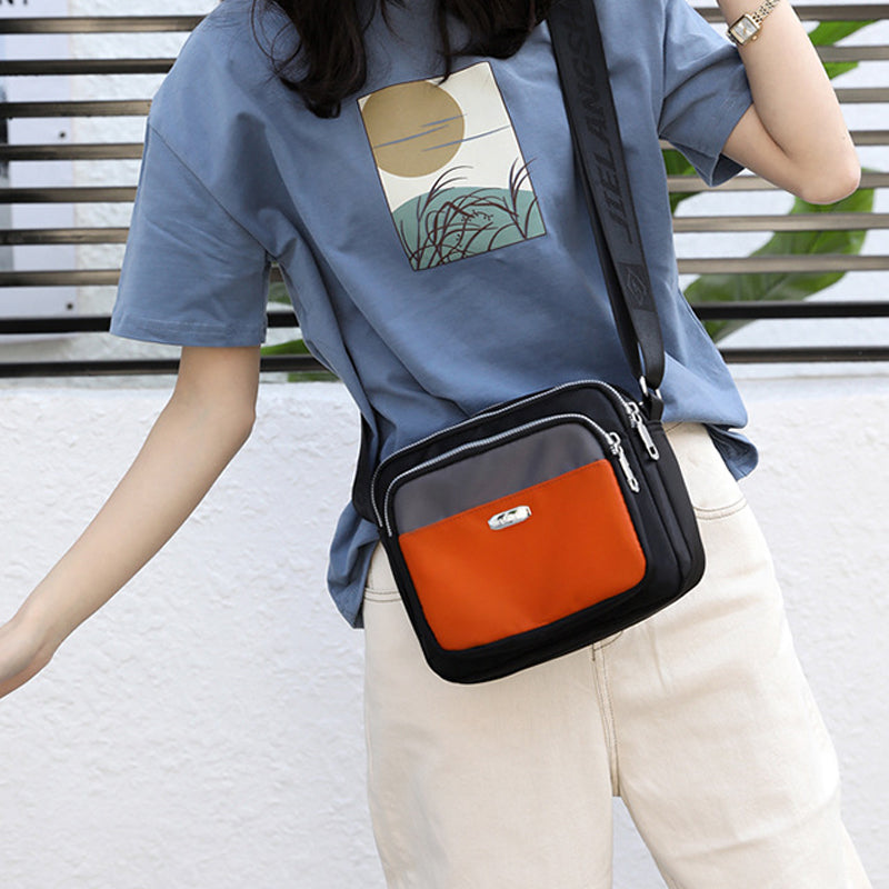 Women's Contrast Nylon Messenger Bag