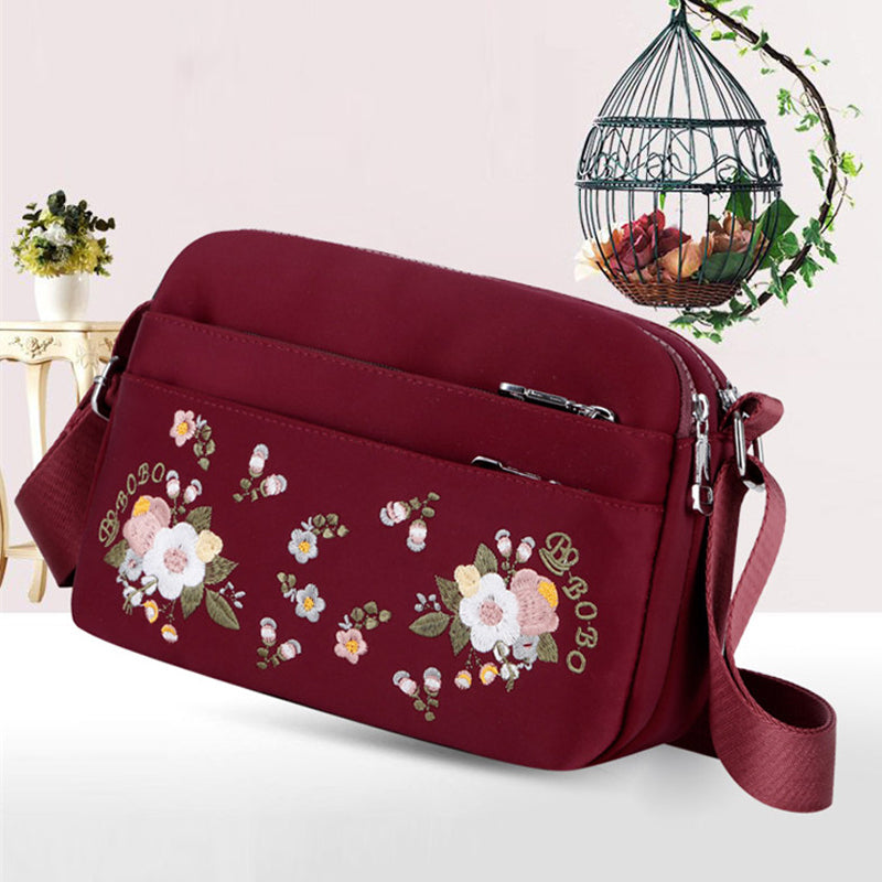 Women's Embroidered Flower Crossbody Bag